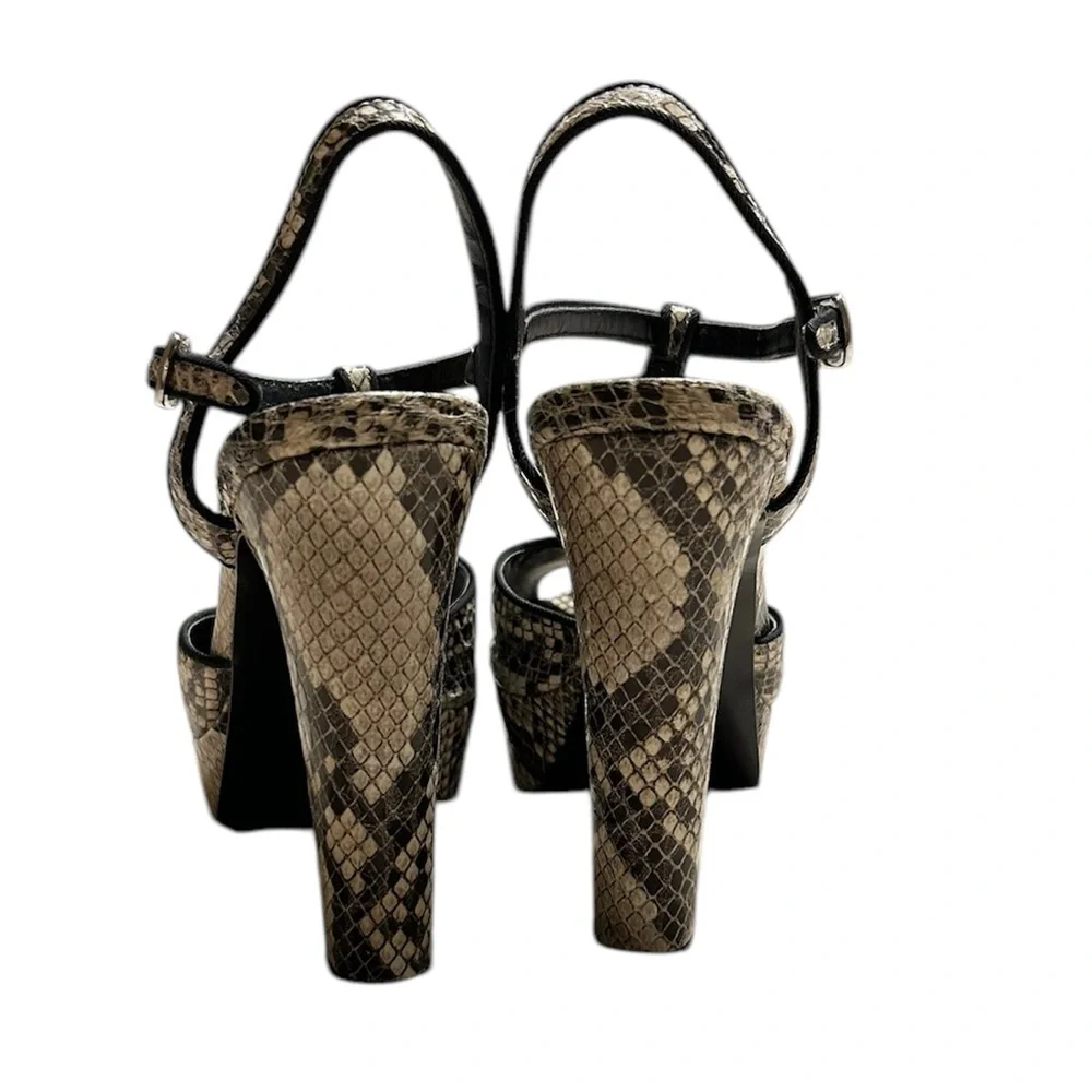 BCBGeneration Snakeskin Print Slingback 5” Platform Heels